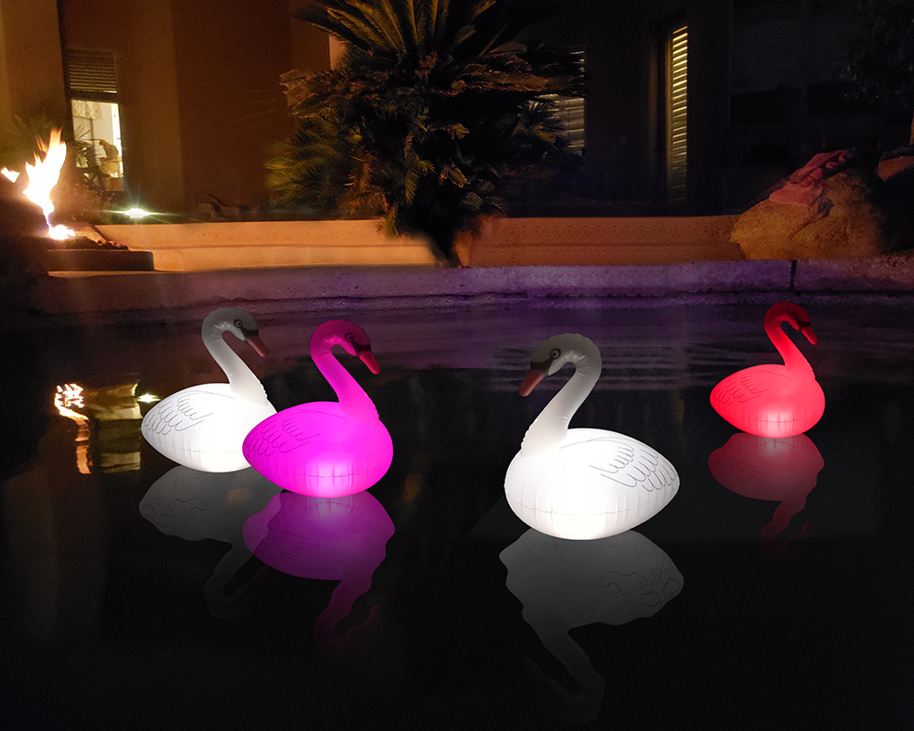 Solar Swan Inflatable Pool Light